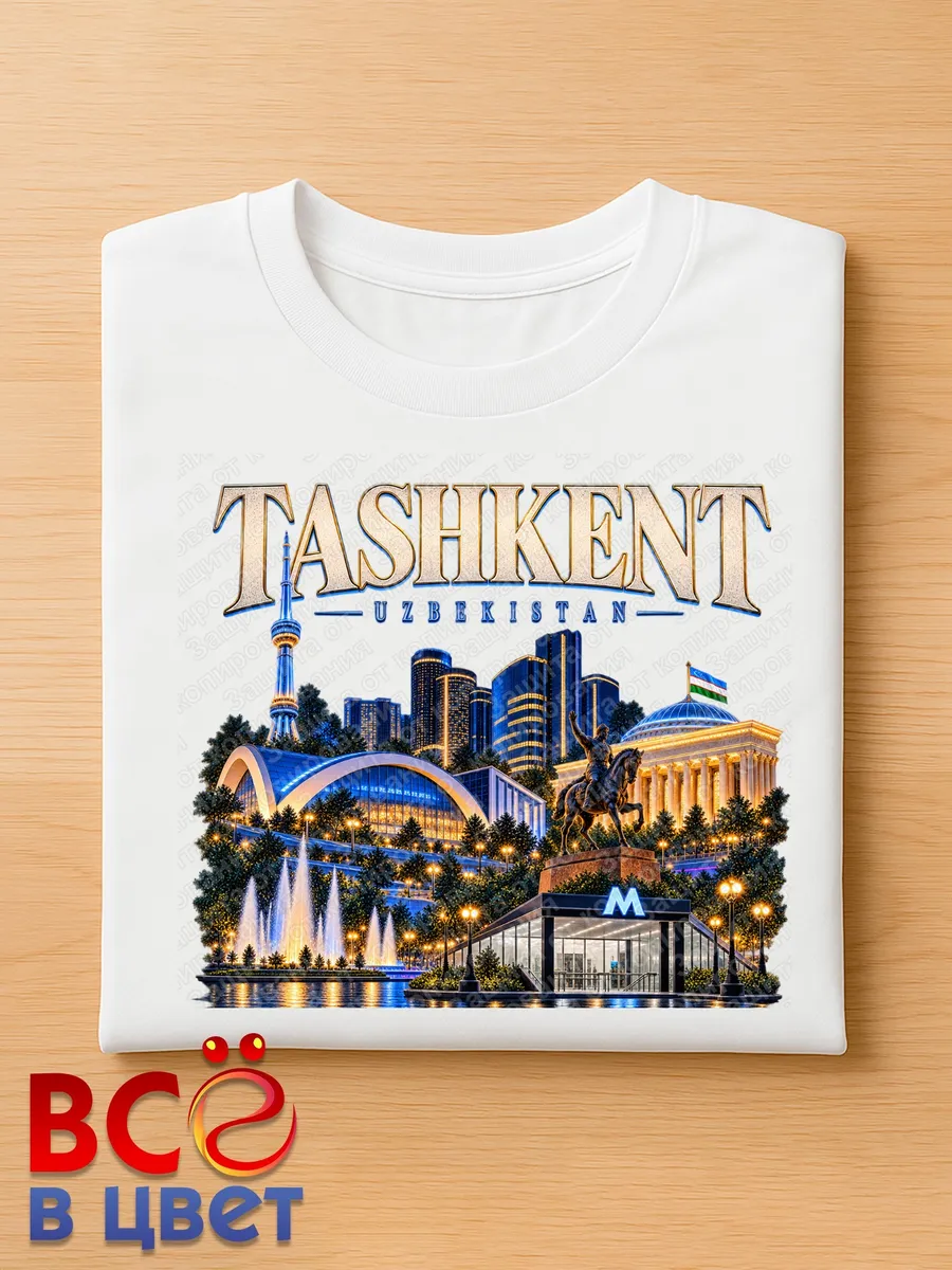 Футболка TASHKENT UZBEKISTAN ночной город — фото 4