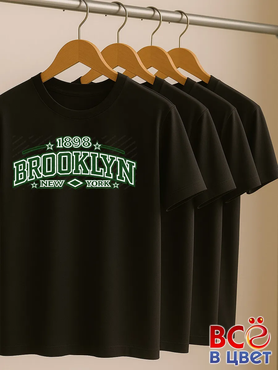 Футболка черная с принтом Brooklyn New York — фото 6