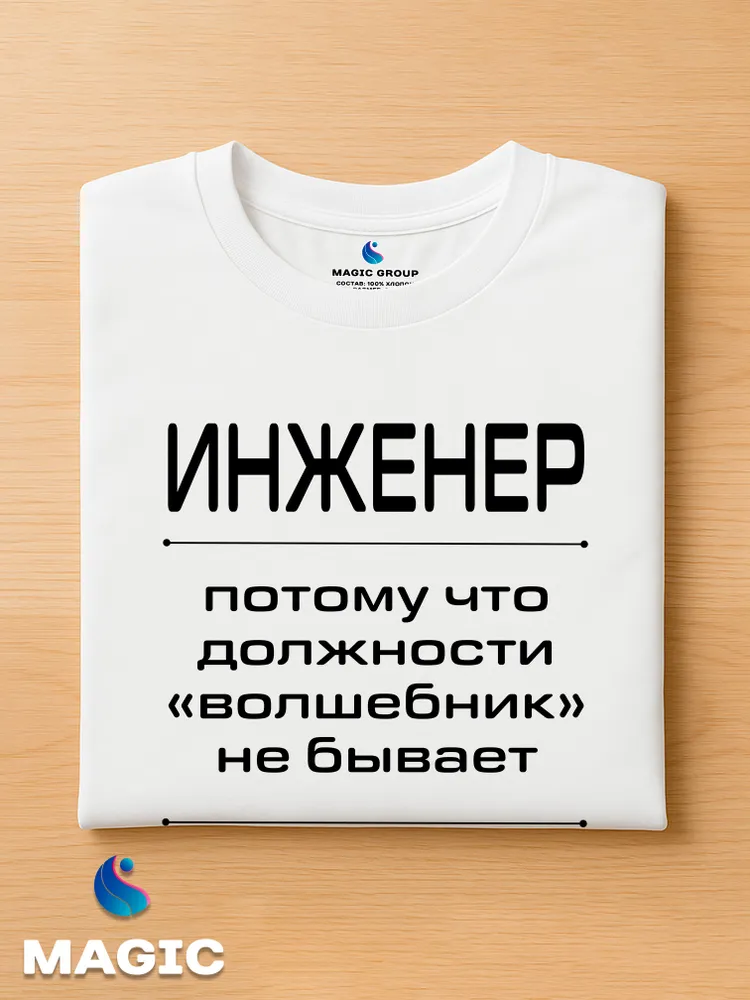 Футболка с принтом хлопковая Инженер Волшебник — фото 2