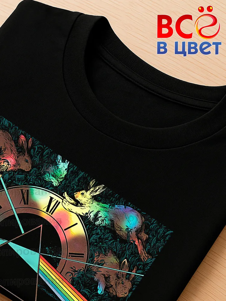 Футболка Pink Floyd черная с принтом Пинк Флойд призма — фото 4