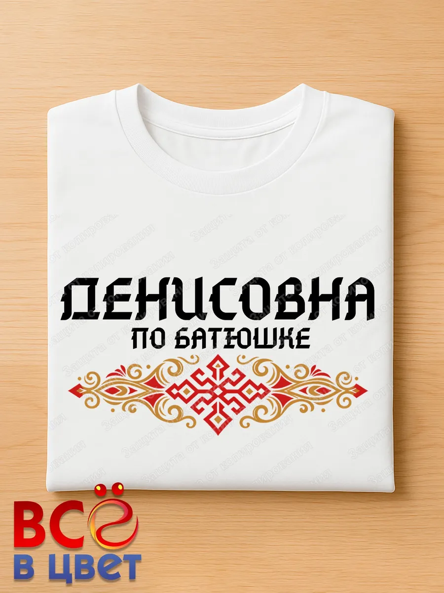 Футболка белая Денисовна по батюшке — фото 4