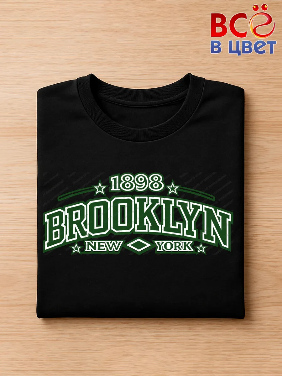 Футболка черная с принтом Brooklyn New York — фото 3