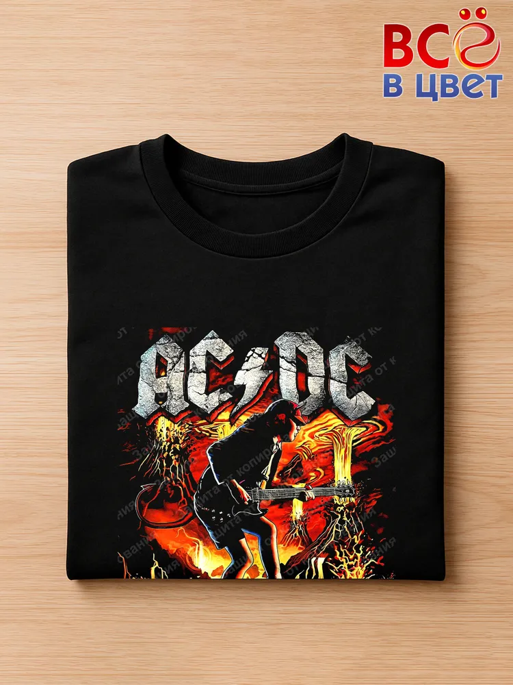 Футболка AC DC черная хлопок с принтом Hells — фото 3