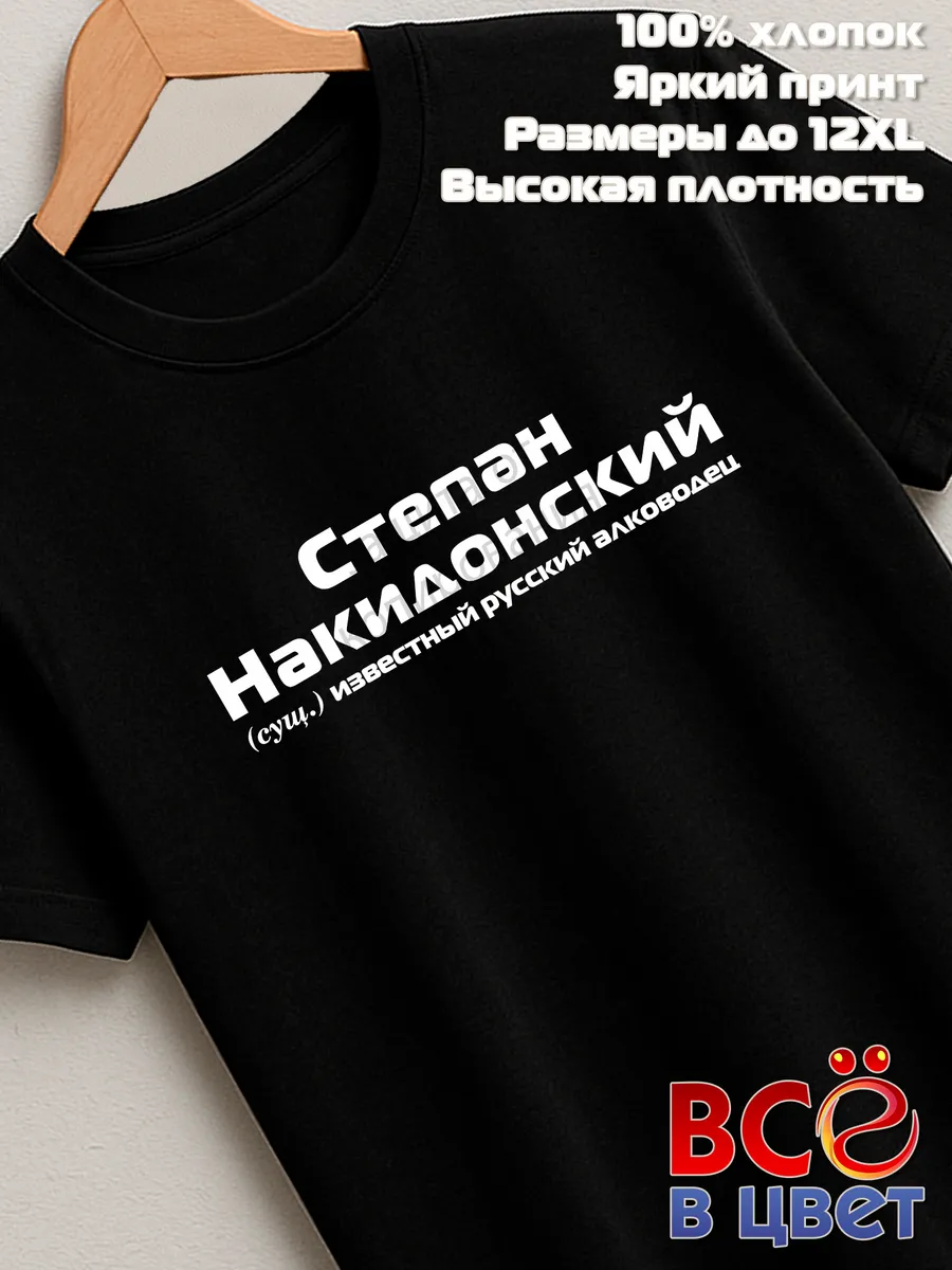 Футболка Степан Накидонский прикол черный хлопок принт — фото 7