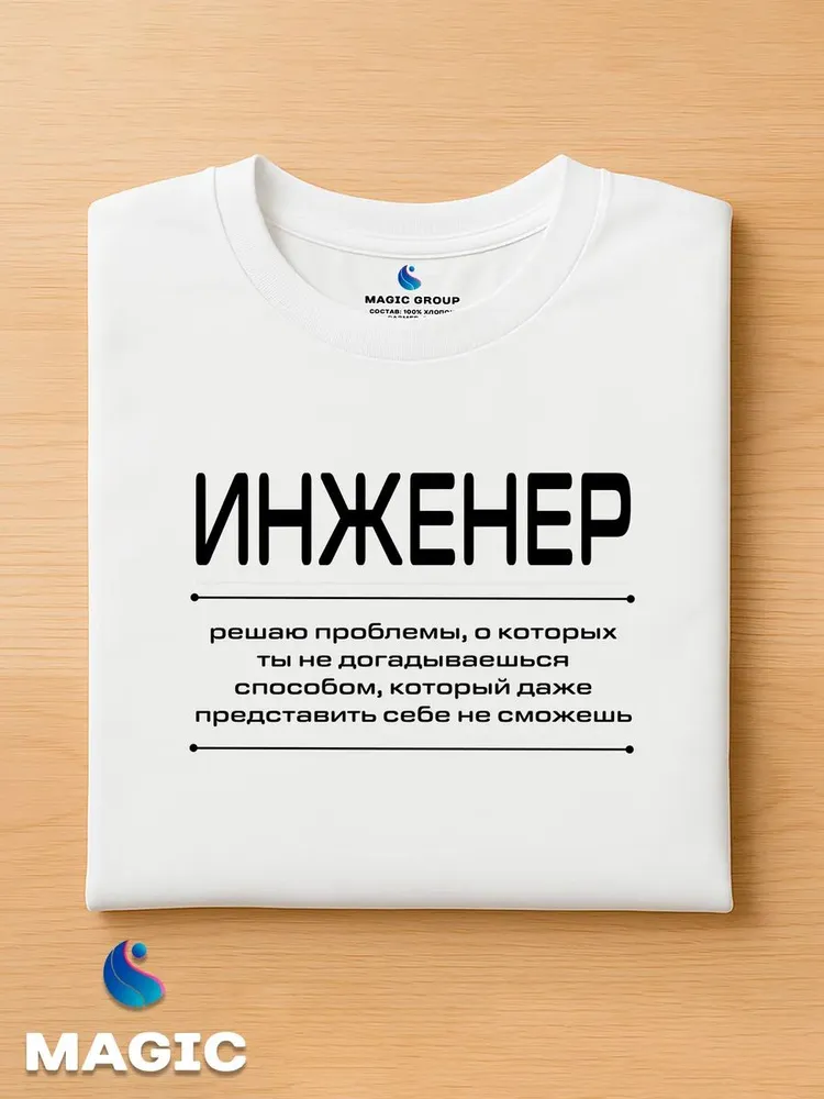 Футболка с принтом хлопковая Инженер — фото 4