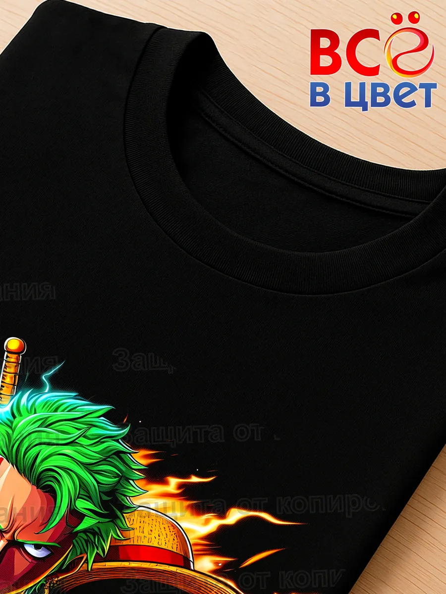 Черная футболка One Piece Луффи, Зоро и Брук — фото 4