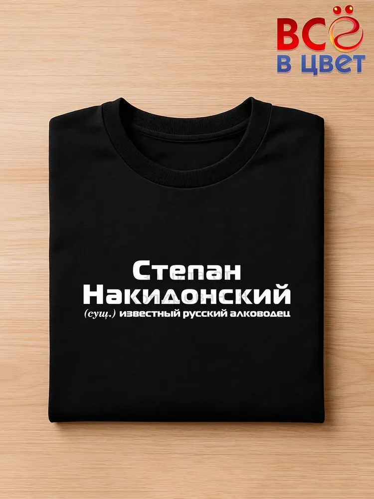 Футболка Степан Накидонский прикол черный хлопок принт — фото 3